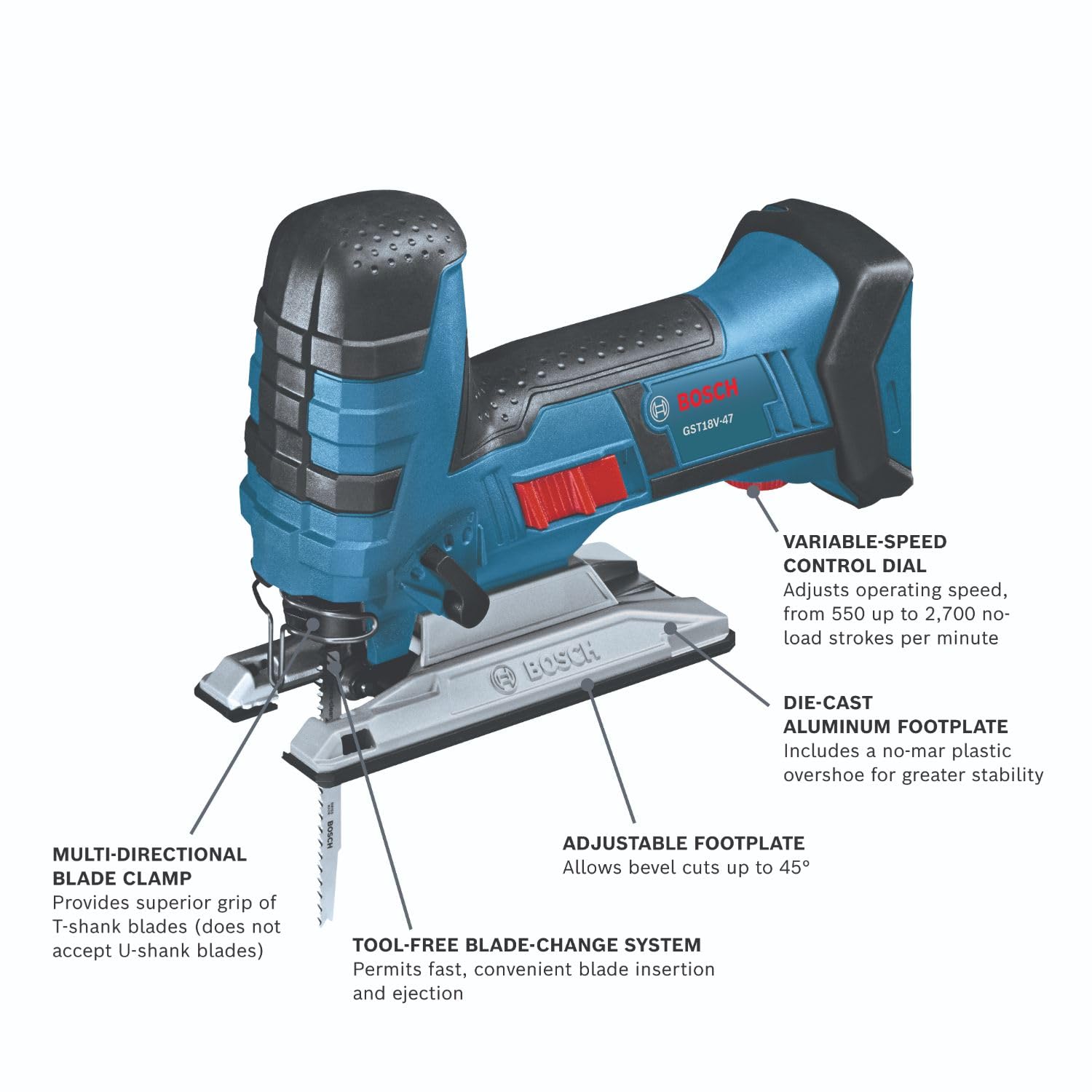 BOSCH GST18V-47N 18V Barrel-Grip Jig Saw (Bare Tool) - WoodArtSupply