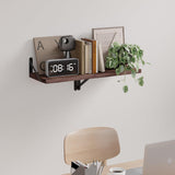 SAUMONIERES Floating Shelves Wall Shelf for Decor Bedroom Bathroom Living Room Wood Mounted Wide Deep Storage, Rustic Brown Wall Shelves Set of 2 SAUMONIERES