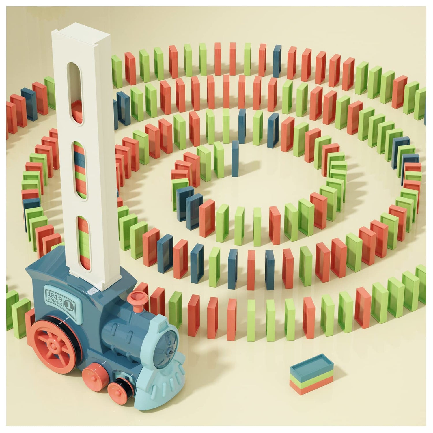 PREPHY Kids Games Domino Train Toys: 180PCS Automatic Stacking Creative Game 3+ Year Old - Stem Montessori Toy for Boys 4-6 - Summer Autistic PREPHY