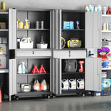 Yizosh Metal Garage Storage Cabinet with Locking Doors and Adjustable Shelves, Rolling Tool Storage Cabinet with 4 Wheels and 1 Drawer - 73" Steel Yizosh