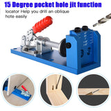 Pocket Hole Jig Kit Dowel Drill Joinery Screw Kit All-In-One Aluminum System Set Jig Wood Woodwork Guides Joint Angle Tool Carpentry Locator KingBaas