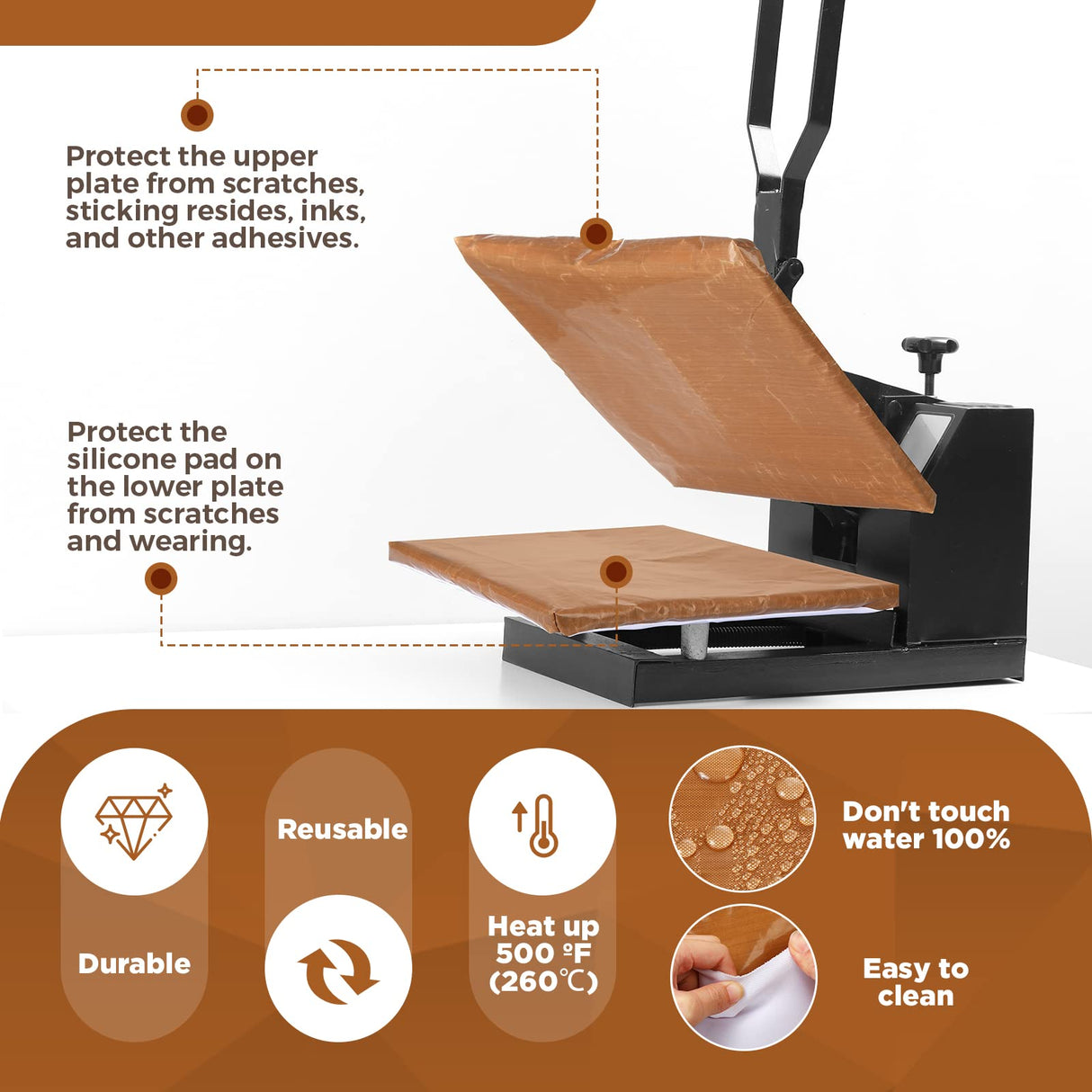 Treela 2 Pcs Heat Press Platen Wrap Cover, 12 x 15 Inch Heat Press Cover Heat Resistant Reusable Sheets Pad Mat Pillow for Sublimation Heat Press Treela