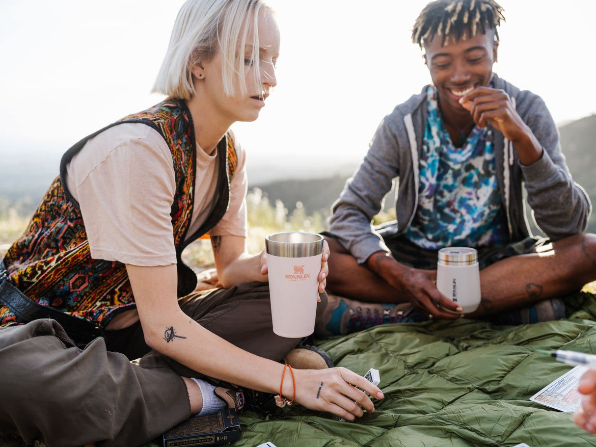 STANLEY Adventure Inulsated Stacking Beer Pint Glass, 16oz Stainless Steel Double Wall Rugged Metal Drinking Tumbler (Limestone) STANLEY