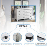 HUANLEGO White Dresser for Bedroom with 6 Drawers, Modern Chest of Drawers, Wood Rustic Wide Storage Drawers Dressers Organizer for Closet, Living HUANLEGO