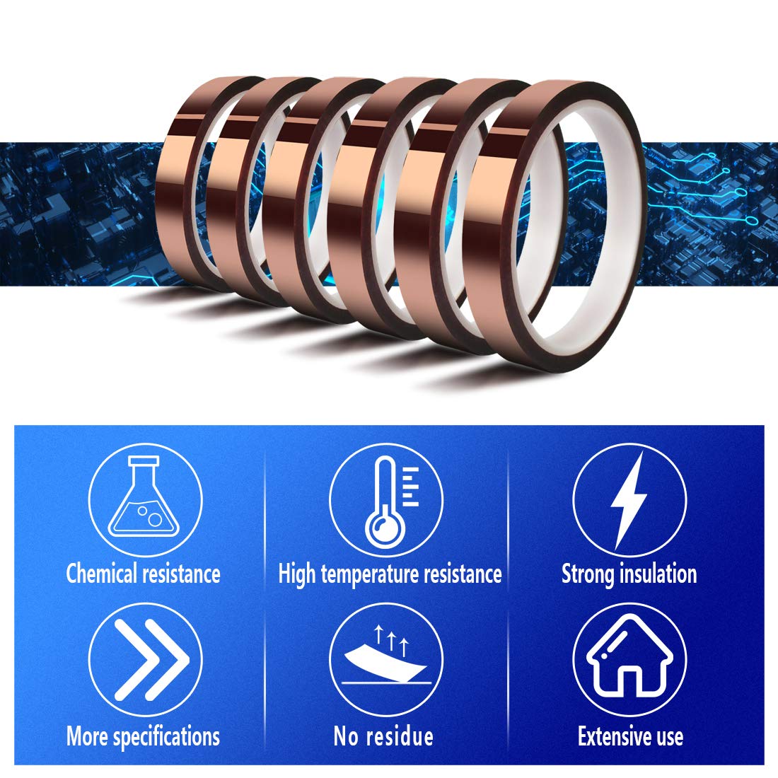 MEBMIK Heat Tape for Sublimation Transfer, Heat Resistant, Adhesive Transfer Tape, Thermal, No Residue, 6 Rolls 10mm x33m(108ft) MEBMIK
