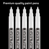 ARTISTRO White Paint Pen for Rock Painting, Stone, Ceramic, Glass, Wood, Tire, Fabric, Metal, Canvas. Set of 5 Acrylic Paint White Marker Water-based ARTISTRO