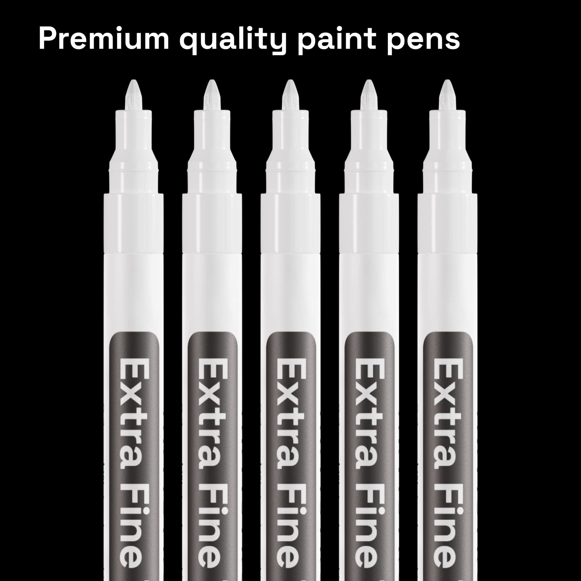 ARTISTRO White Paint Pen for Rock Painting, Stone, Ceramic, Glass, Wood, Tire, Fabric, Metal, Canvas. Set of 5 Acrylic Paint White Marker Water-based - WoodArtSupply