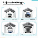 ADVANCE OUTDOOR Adjustable 10x20 ft Heavy Duty Carport Car Canopy Garage Boat Shelter Party Tent, Adjustable Peak Height from 9.5ft to 11ft, Gray ADVANCE OUTDOOR