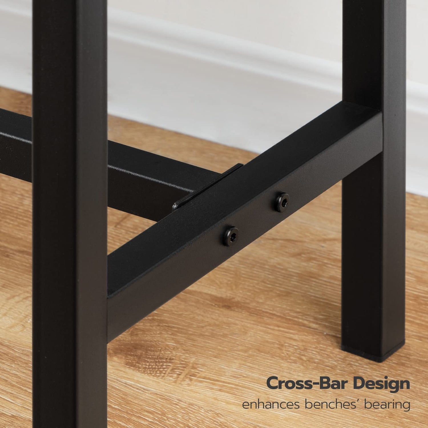 HOOBRO Dining Benches, Pair of 2 Kitchen Benches, Industrial Table Benches, Wooden Indoor Benches, Durable and Stable, for Dining Room, Kitchen, HOOBRO