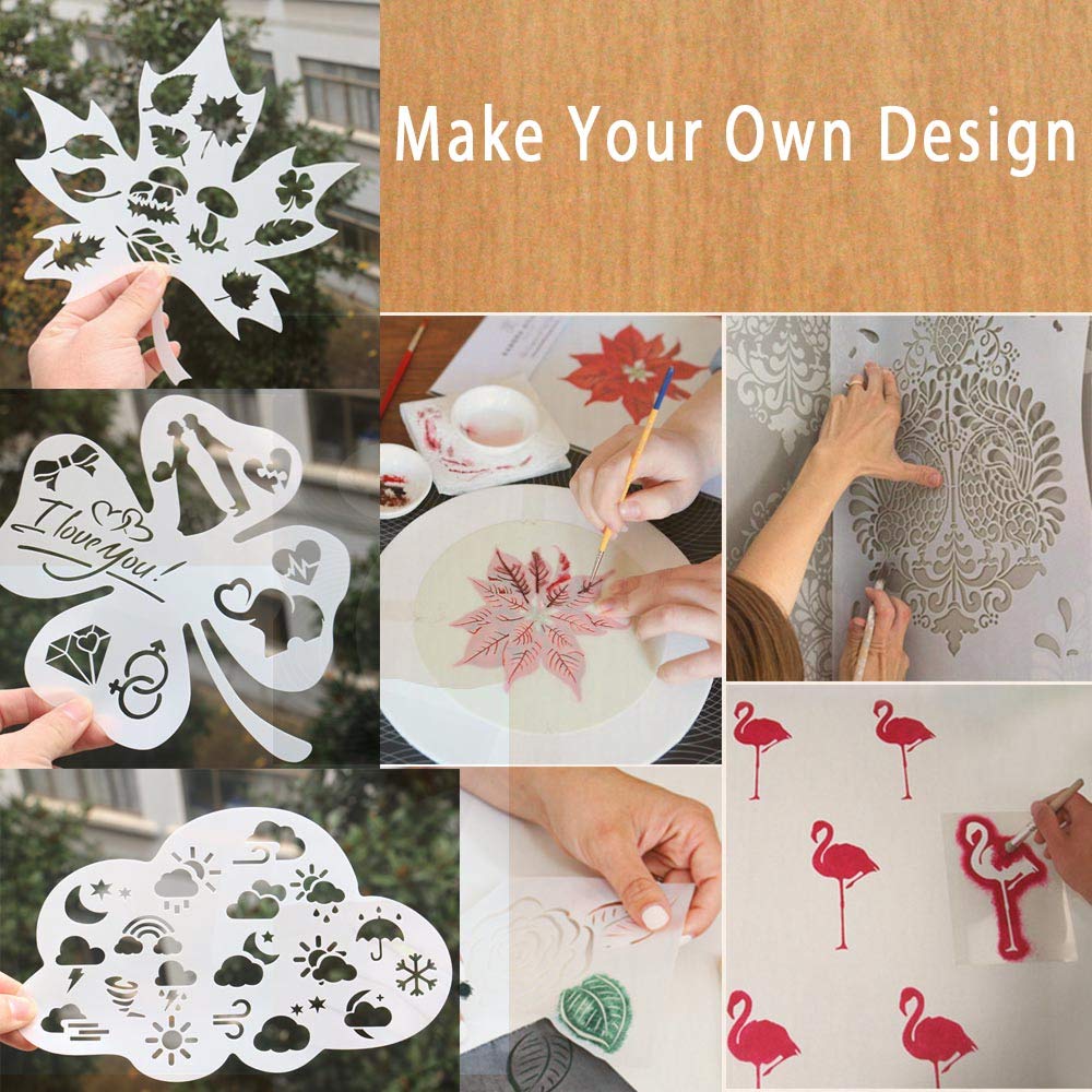 EGOSKY 12Pcs 7mil Blank Stencil Sheets, 12 x 12 inch Mylar Template Stencil Material for Cricut & Silhouette Machines EGOSKY