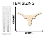 Unfinished Wood Longhorn Texas Western Shape - Craft - up to 36" DIY 10" / 3/4" 24 Hour Crafts