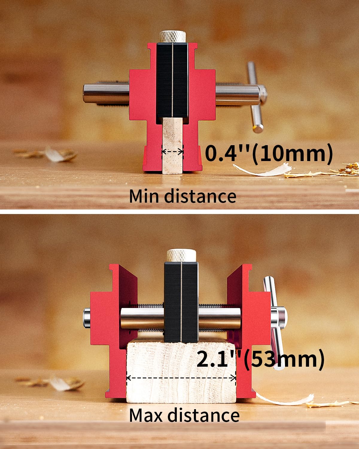 DAYDOOR Self Centering Doweling Jig, Adjustable Width Dowel Jig for Straight Holes, Biscuit Joiner Set with 6 Bushings and 3 Drill Bits(Red)