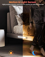 65 LED Under Cabinet Lights 2 Packs, 3 Color Temperatures Dimmable Motion Sensor Closet Lights, 2500mAh Rechargeable Under Counter , Wireless Night HIBOITEC