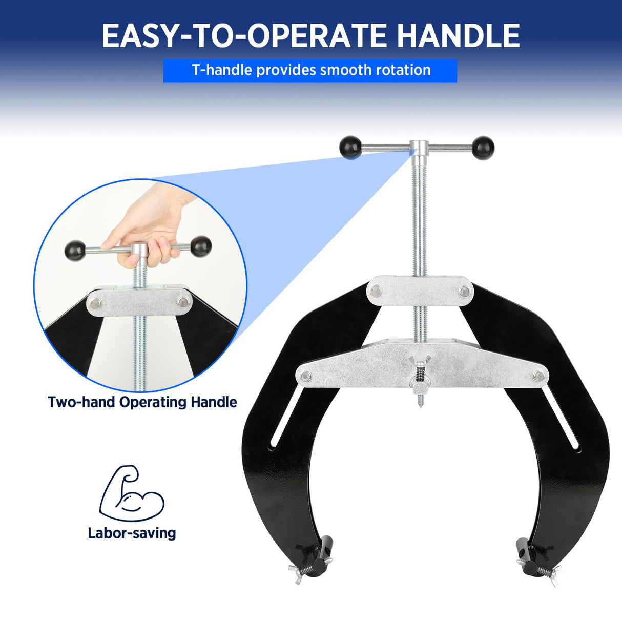 Pipe Clamp, 5 to 12 in, Steel Pipe Alignment Tool with Lightweight Design, High Strength Ultra Clamp with Quick Acting Screws, Black ajee