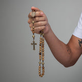 Intercession Our Father Sacred Handmade Solid Wood Rosary (St Benedict - Walnut) Intercession