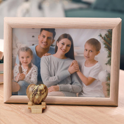 Carved Wooden Heart Shape Gifts - Love You - Engraved Olive Wood with Bamboo Stand - 5 Year Wooden for Her or Him - Christmas, Valentine's Day, - WoodArtSupply