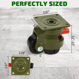 EMBOWLIFE Leveling Casters Wheels, Heavy Duty Workbench Casters with Ratchet Arm 2200 LBS, Green Retractable Casters Set of 4, Nylon Wheels & EMBOWLIFE