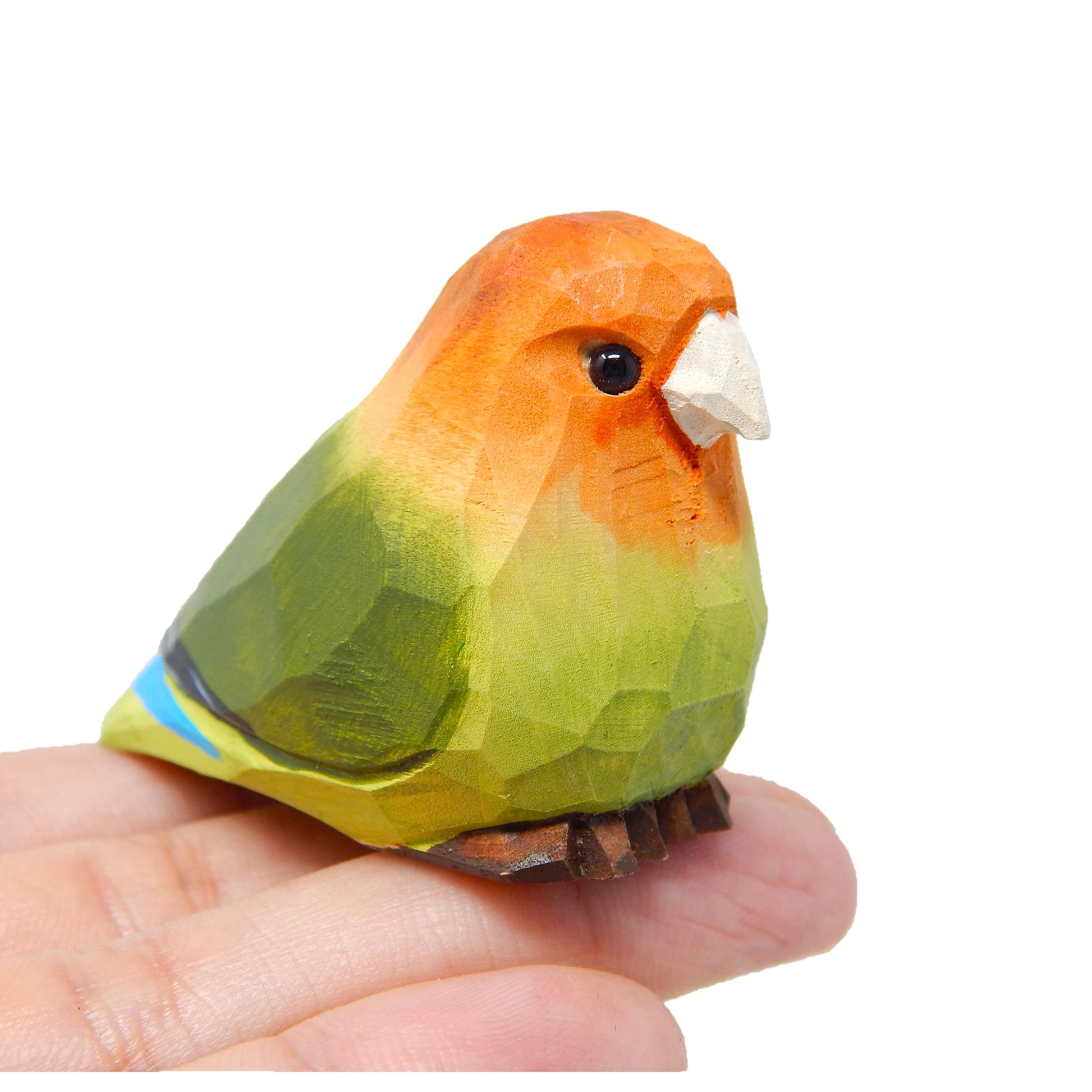 Selsela Lovebird Wood Figurine Parrot Statue Sculpture Ornament Decor Miniature Art Carve Small Animal - WoodArtSupply