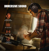 Hocazor HP033 Bluetooth 5.3 Hearing Protection AM FM Radio Headphones, 25dB NRR Noise Reduction Safety Earmuffs with 2000mAh Rechargeable Battery for Hocazor