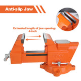 PONY Heavy Duty Bench Vise, 5-inch Jaw Width 4-inch Jaw Opening, Swivel Base with Anvil, Utility Combination Pipe Home Vise for Woodworking, One-Pair PONY