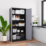 Yizosh Metal Garage Storage Cabinet with Lock, 71" Locking Tool Cabinet with 2 Doors and 5 Shelves, Tall Steel Cabinet for Garage, Heavy Duty File Yizosh