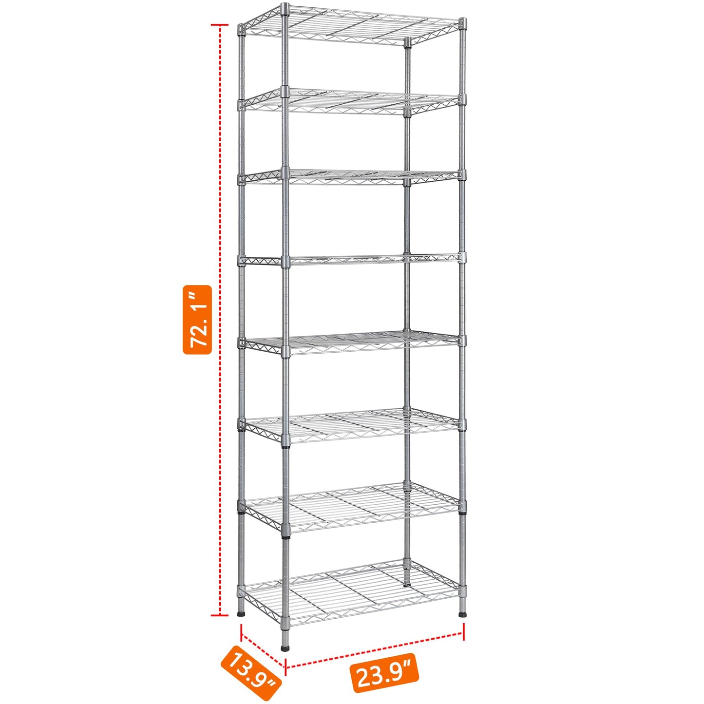 REGILLER 8-Wire Shelving Metal Storage Rack Adjustable Shelves,Standing Storage Shelf Units for Laundry Bathroom Kitchen Pantry Closet (Silver,23.9L - WoodArtSupply