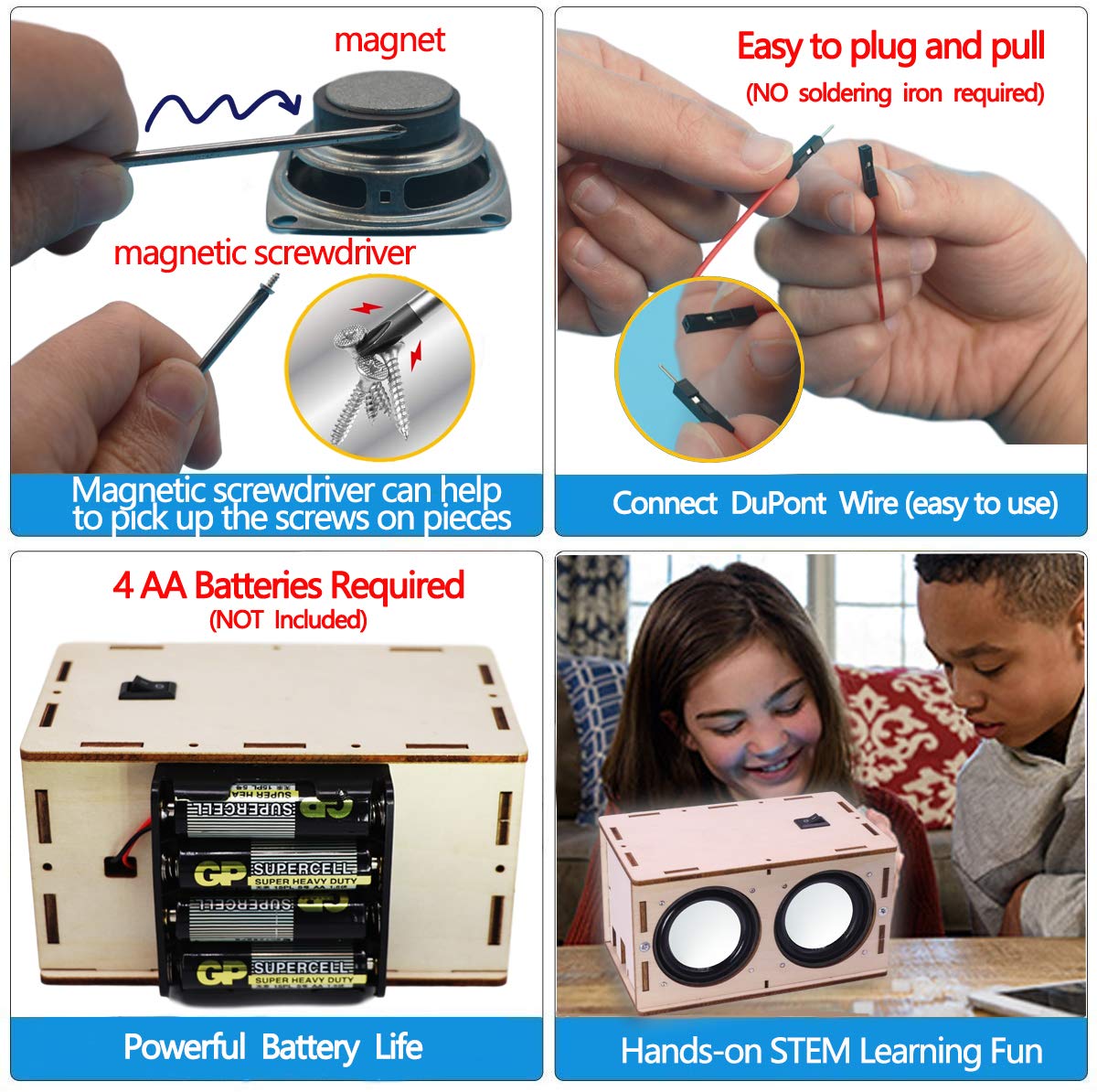 CYOEST DIY Bluetooth Speaker Box Kit Electronic Sound Amplifier - Build Your Own Portable Wood Case Bluetooth Speaker Sound - Science Experiment and