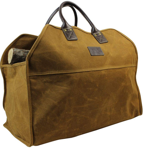 Heavy Duty Wax Canvas Log Carrier Tote,Large Fire Wood Bag,Durable Firewood Holder,Canvas Shopping Bags, Fireplace Wood Stove Accessories Storage Bag INNO STAGE