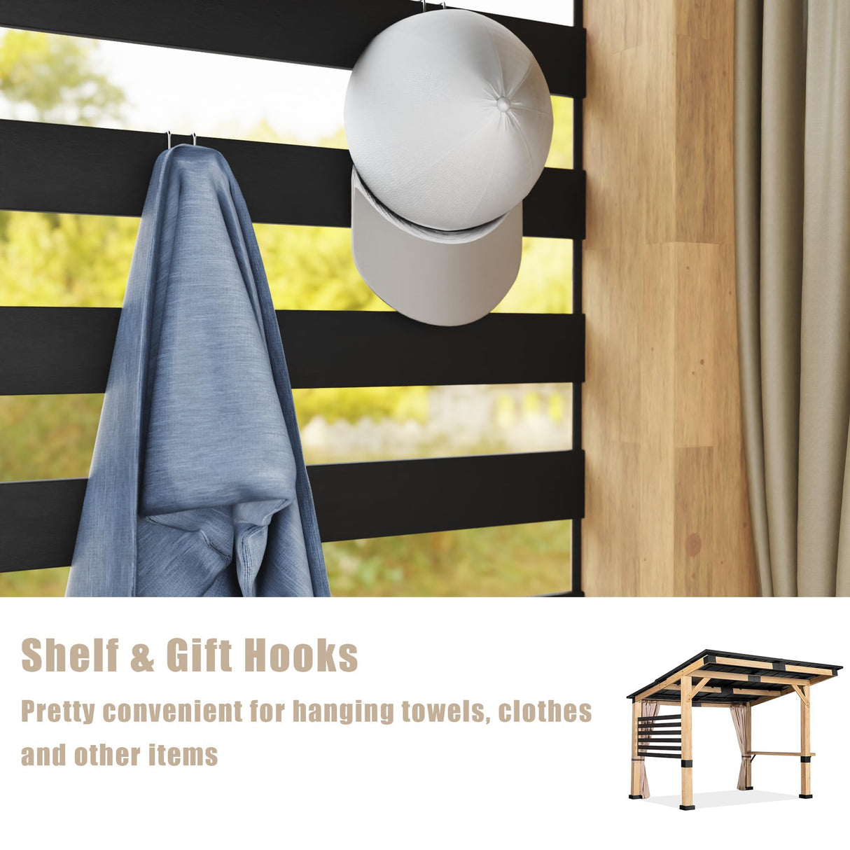 Joyside Cedar Wood Gazebo 10 ft. x 12 ft. - Patio Wood Gazebo with Cedar Frame and Metal Steel Roof Panels, Hardtop Gazebo for Patio Lawn Deck and Joyside