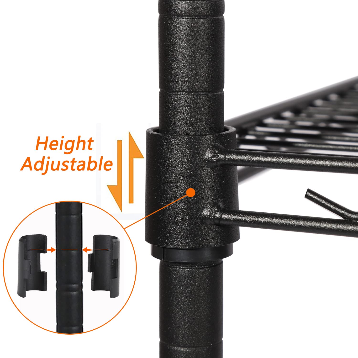 5-Shelf Adjustable Heavy Duty Storage Shelving Unit on 4 Wheel Casters, Metal Organizer Wire Rack for Laundry Bathroom Kitchen Pantry Closet, Black Soywey