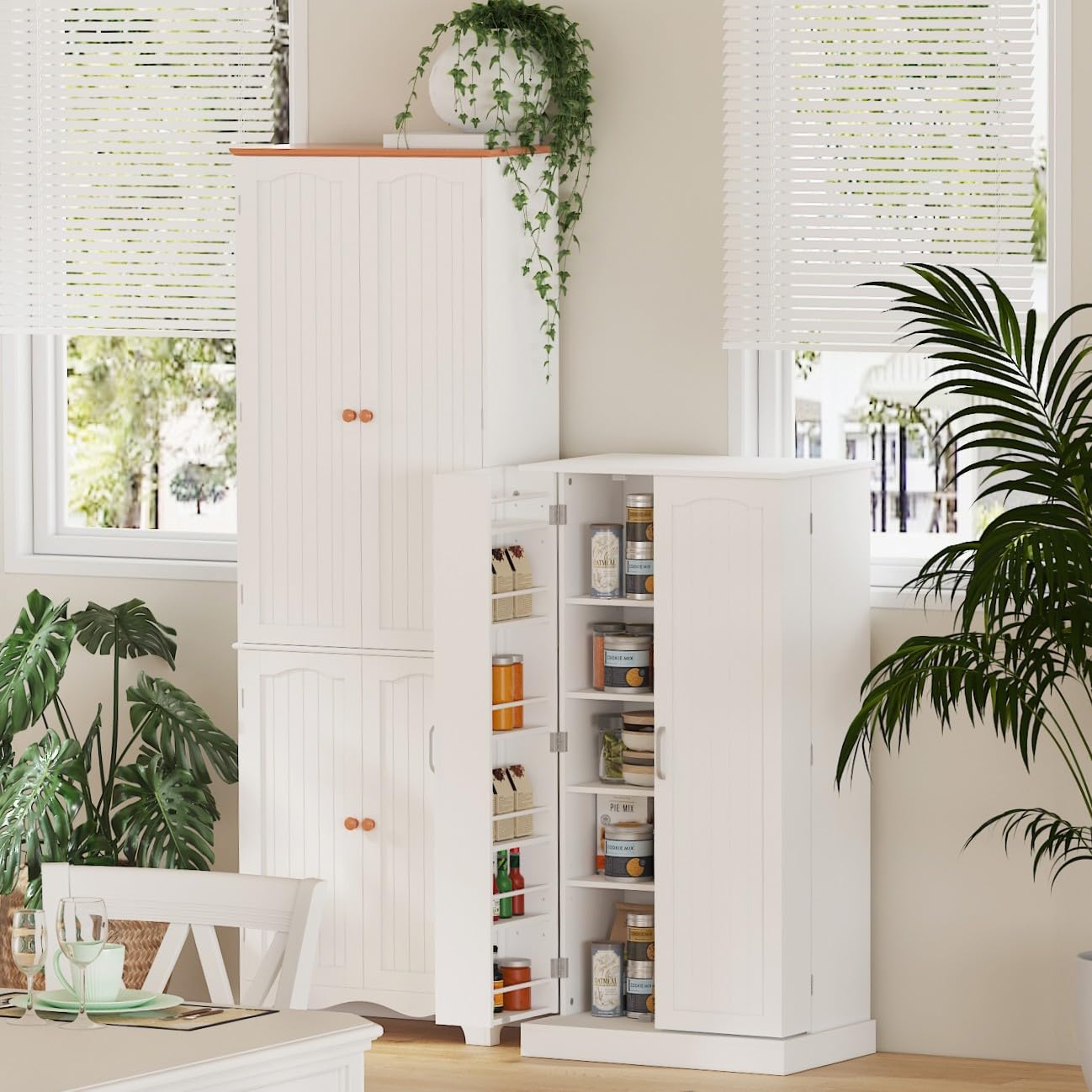 Function Home 72" Kitchen Pantry Cabinet, Freestanding Storage Cabinet, Tall Food Pantry with Doors and Adjustable Shelves, Utility Floor Cabinet for Function Home