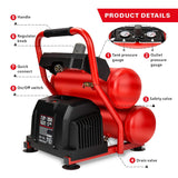 CRAFTSMAN Air Compressor Portable Air Tool Twin Tank 2Gallon, 1/3 HP Oil-Free Max 125 PSI Pressure, Model: CMXECXA0220242, Red Craftsman