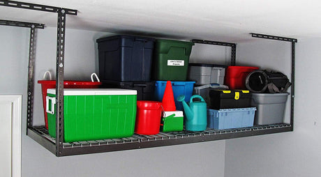 MonsterRax Overhead Garage Storage Racks 3x8’ (2-Pack) Ceiling Mounted Shelving, Adjustable Hanging Organizer, Heavy Duty Steel, Holds 500 Pounds, MonsterRAX Storage Solutions
