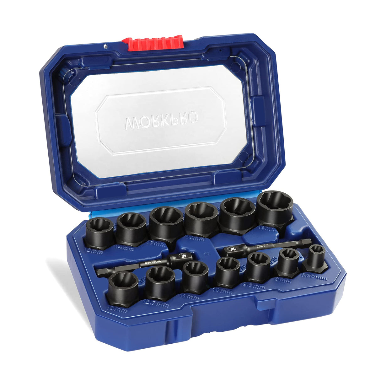 WORKPRO 15 Pieces Impact Bolt & Nut Remover Set, 3/8” Drive Bolt Extractor for Removing Stripped, Damaged, Rounded off and Rusted Bolts & Nuts WORKPRO