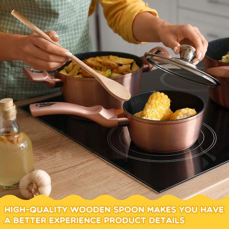 40 Pieces 12 Inch Wooden Kitchen Spoons Long Handle Wooden Cooking Mixing Oval Spoons Wooden Tasting Spoons Mixing Baking Serving Utensils Puppets Meanplan