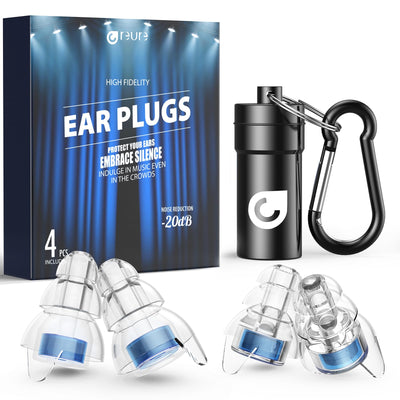 Reure High Fidelity Concert Ear Plugs, Noise Cancelling Silicone Ear Plugs 2 Pairs Great for Concerts Loud Music, Musicians, Motorcycles, Airplanes,