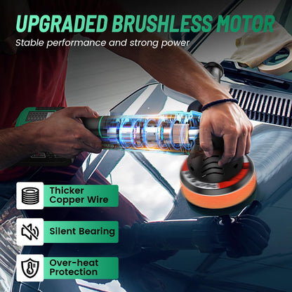 LULYDAY 21V Cordless Buffer Polisher, 5 & 6 inch Car Buffer Polisher with 15mm Random Orbital, w/ 2 X 4.0Ah Batteries, 6 Variable Speed Dual Action - WoodArtSupply