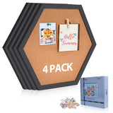 AkTop Cork Bulletin Board Hexagon 4 Pack, Small Framed Corkboard Tiles for Wall, Thick Decorative Display Boards for Home Office Decor, School AKTOP