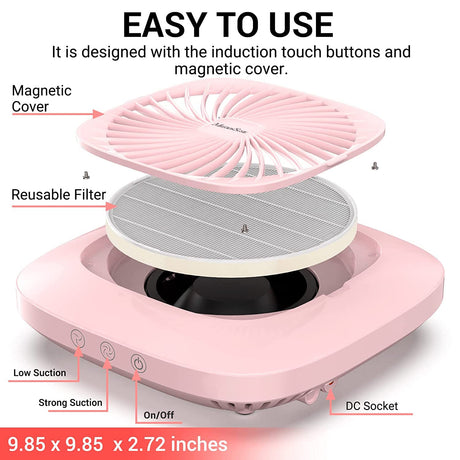 MelodySusie Nail Dust Collector with Reusable Filter, Powerful Nail Vacuum Fan Vent Dust Collector Extractor Electric Dust Suction Machine for MelodySusie