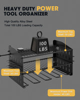 WellMall Power Tool Charging Station - 3 Layer Wall Mount Power Tool Organizer with Charging Station for Power Drill, 6AC Outlets, Great as Heavy WellMall