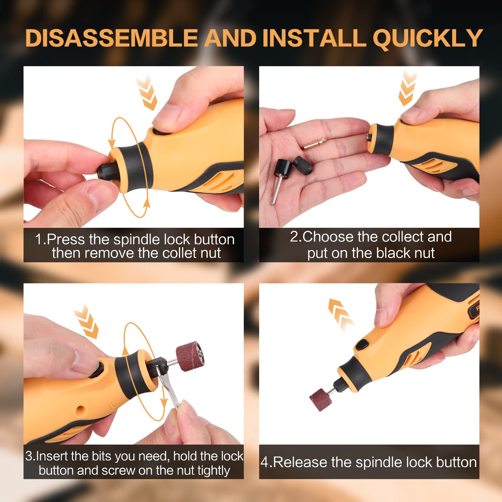 Rotary Tool, Handstar Rotary Tool Kit, 6 Variable Speed Electric Drill Set, Large LED Screen Display, 10000-35000 RPM with Flex Shaft and Carrying - WoodArtSupply