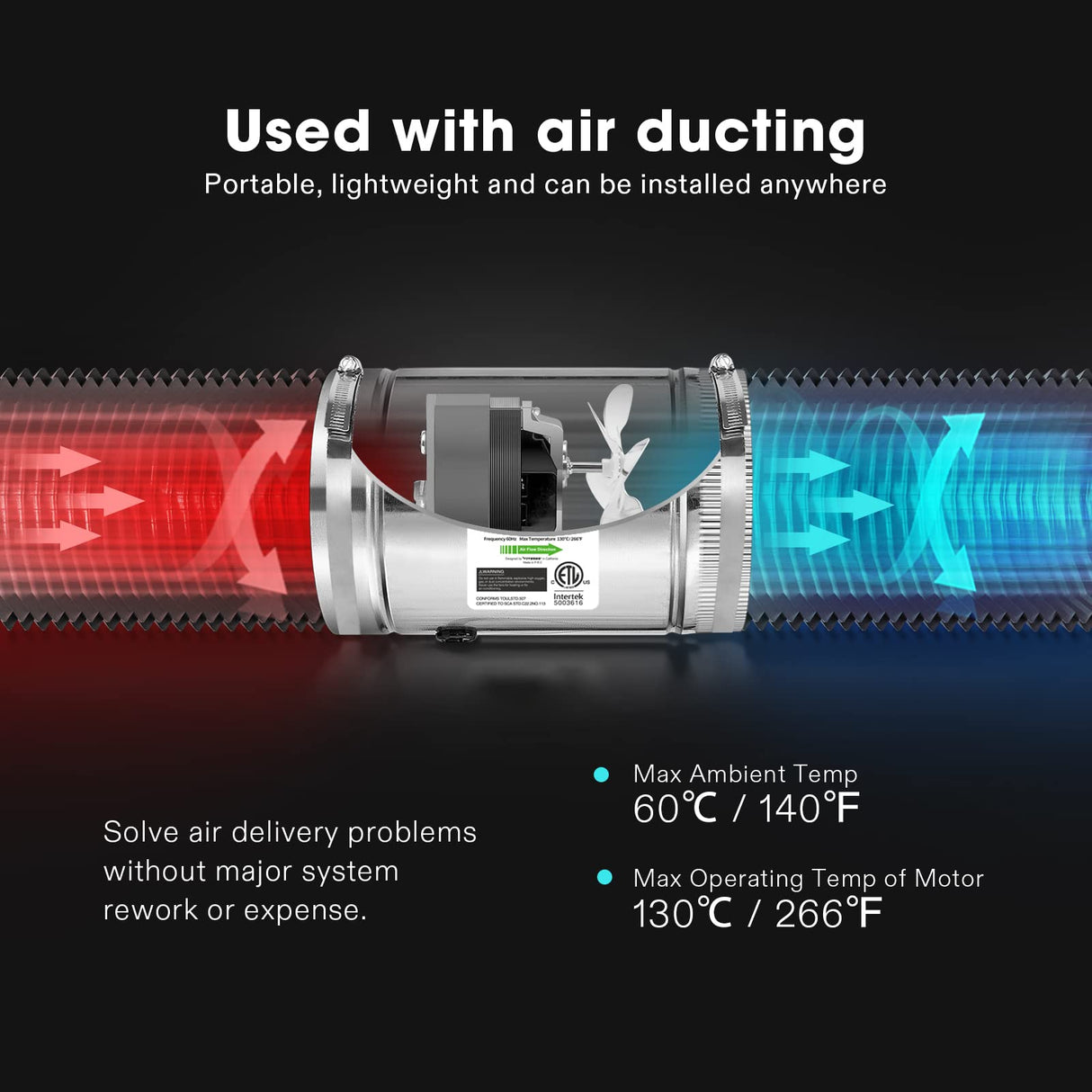 VIVOSUN 6 Inch Inline Duct Fan 240 CFM, HVAC Exhaust Ventilation Fan with Low Noise for Basements, Bathrooms, Kitchens and Attics, Silver VIVOSUN