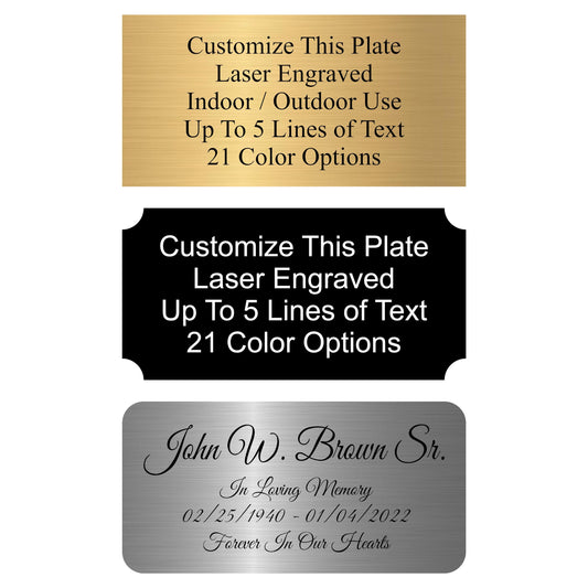 Engraved Name Plate, Personalized Name Plaque - 2x4, 2x6, 2x8, 3x6-21 Colors, 3Corner Styles, 17 Fonts Styles, Name Plates for URN, Trophy, Picture - WoodArtSupply