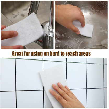 20 Pieces White Scrubbing Pad Non Woven Pads Scouring Pad Non Scratch Multipurpose Scouring Sponge Abrasive Hand Pad Multi Surface Scrubber Pads for
