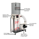 JET DC-1100VX-CK Vortex Cone Dust Collector, 2-Micron Canister Filter, 1100 CFM, 1Ph 115/230V (708659K) Jet