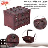 Wooden Jewelry Box with Mirror, Classical Wood Jewlery Box Jewelery Storage Box Case Holder Jewellery Chest Organizer with Drawer Mom Gifts Mothers Brokimis