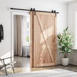 SMARTSTANDARD 7.5 Feet Bypass Sliding Barn Door Hardware Kit - for Double Wooden Doors-Single Track - Smoothly & Quietly - Easy to Install-Fit 78" SMARTSTANDARD