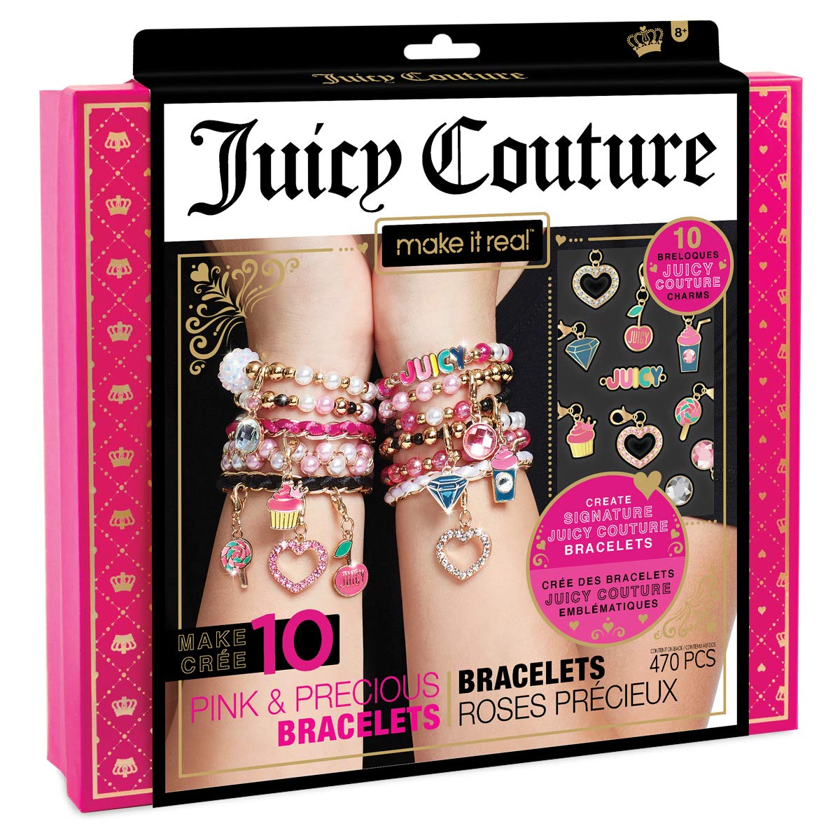 Make it Real - Juicy Couture Pink and Precious Bracelets - DIY Charm Bracelet Kit with Beads for Tween Jewelry Making - Jewelry Making Kit for Girls Make It Real