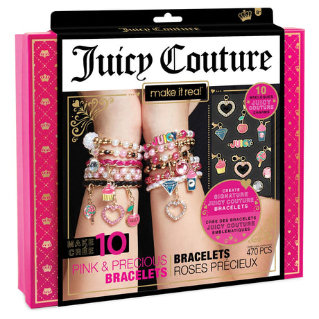 Make it Real - Juicy Couture Pink and Precious Bracelets - DIY Charm Bracelet Kit with Beads for Tween Jewelry Making - Jewelry Making Kit for Girls Make It Real