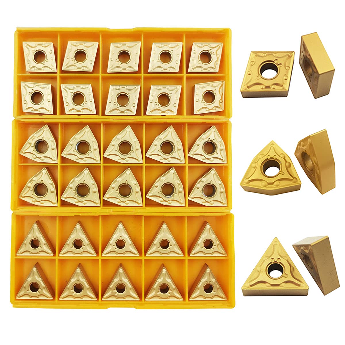 ASZLBYM 5/8" 36PCS Indexable Carbide Lathe Turning Tool Insert Holder Bit Set MTJNR1616H16 + MWLNR1616H08 + MCLNR1616H12 with CNMG 431 + WNMG 431 + ASZLBYM